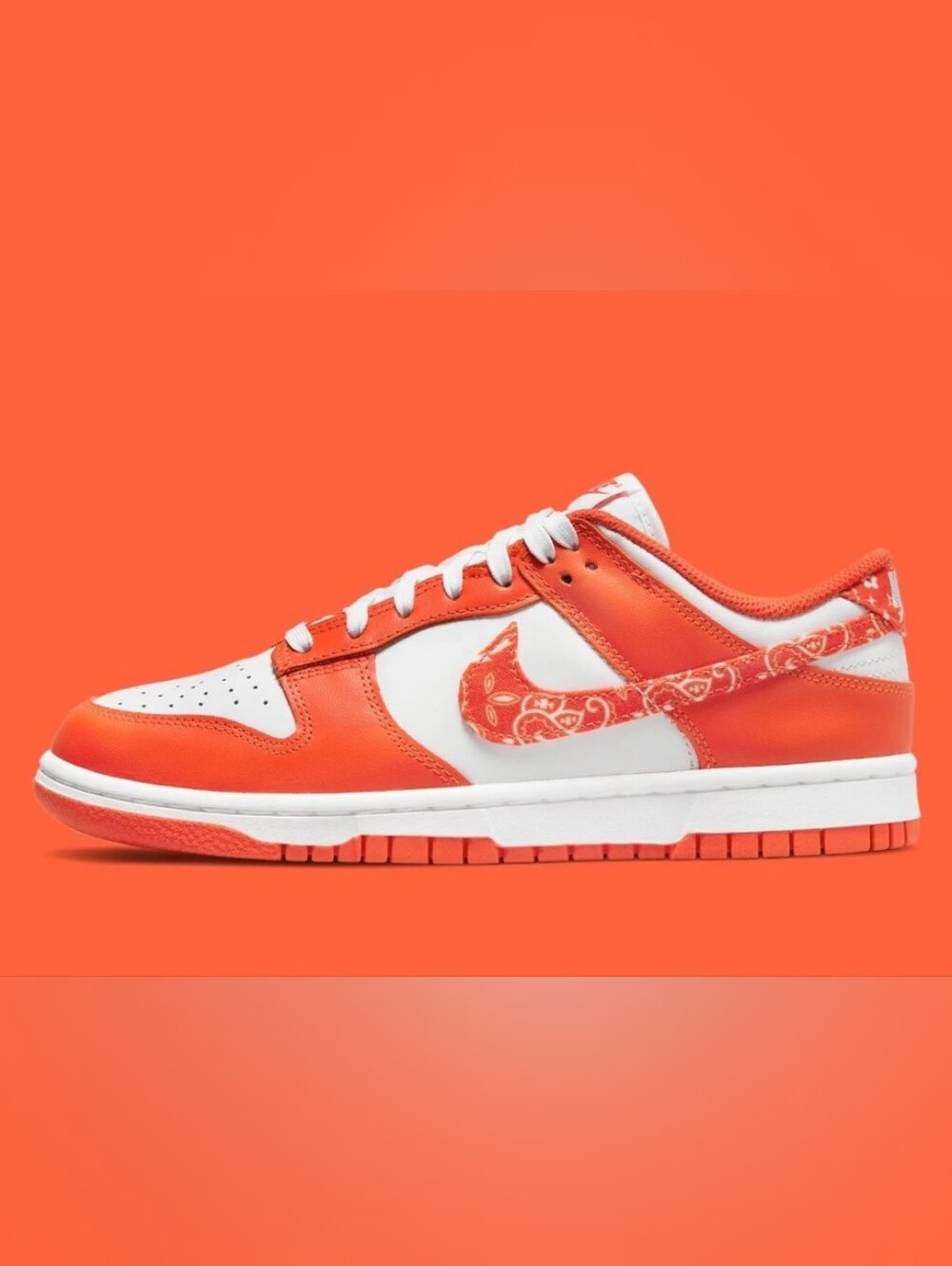 Nike Dunk Low Orange White Paisley Sneakers - Women's Sz 9